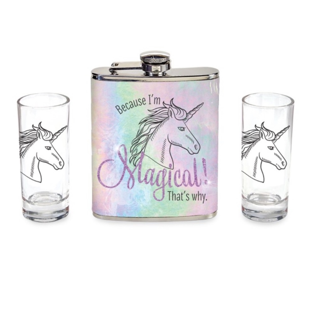 Unicorn Flask & Shot Glass Set